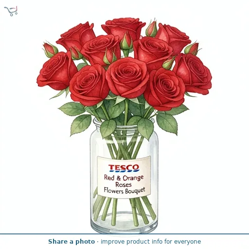 Tesco Red & Orange Roses Flowers Bouquet