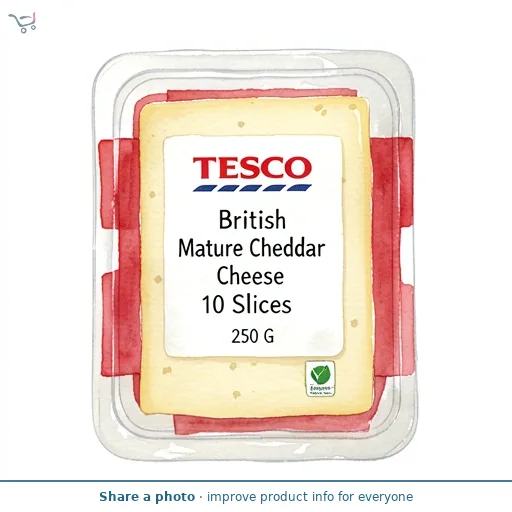 Tesco British Mature Cheddar Cheese 10 Slices, 250 G