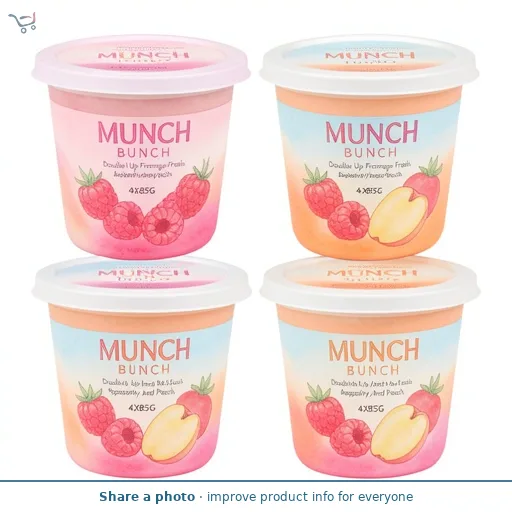 Munch Bunch Double Up Fromage Frais No Added Sugar Raspberry And Peach 4X85G