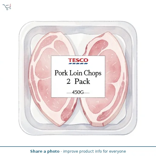 Tesco Pork Loin Chops 2 Pack 450G