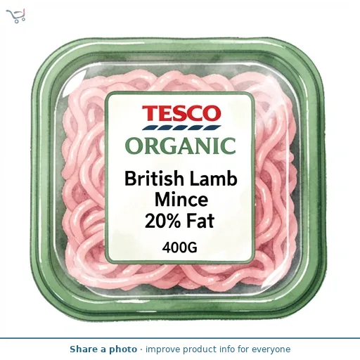 Tesco Organic British Lamb Mince 20% Fat 400G