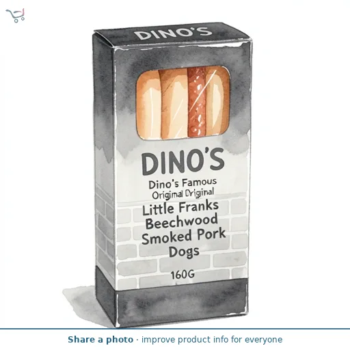 Dino's Famous Original Little Franks Beechwood Smoked Pork Hot Dogs 160G