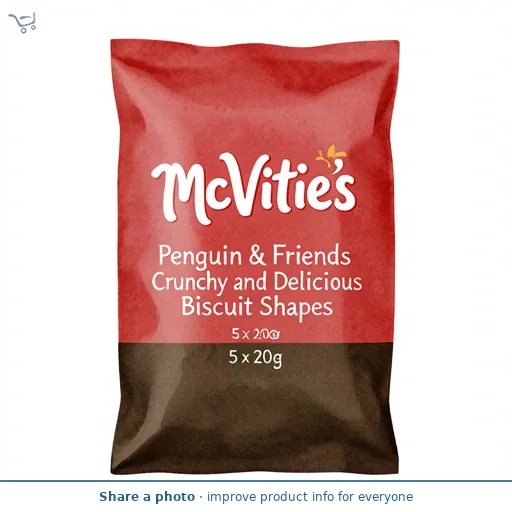 McVitie's Penguin & Friends Cocoa Flavoured Crunchy and Delicious Biscuit Shapes 5 x 20g