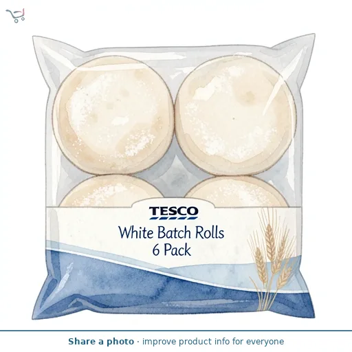 Tesco White Batch Rolls 6 Pack