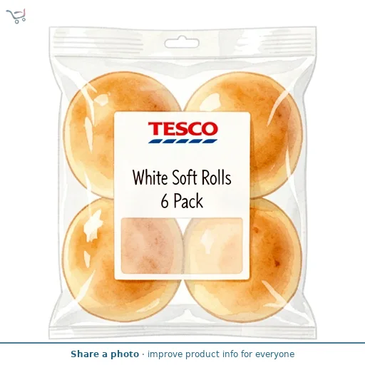 Tesco White Soft Rolls 6 Pack