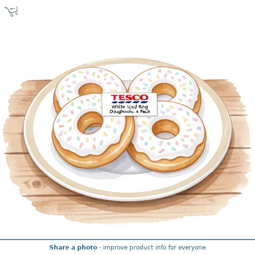 Tesco White Iced Ring Doughnuts 4 Pack