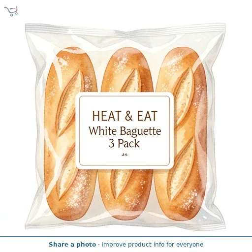 Heat & Eat White Baguette 3 Pack