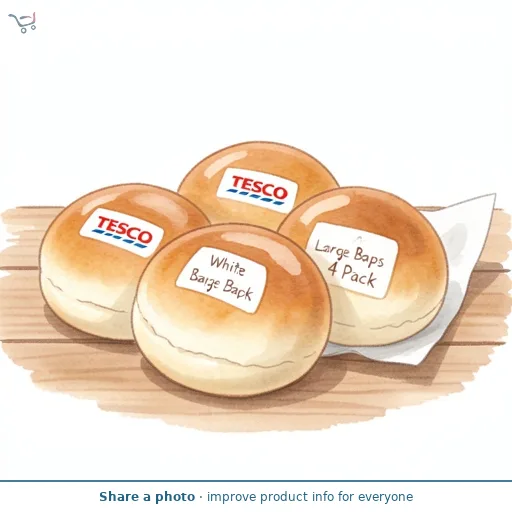 Tesco White Large Baps 4 Pack