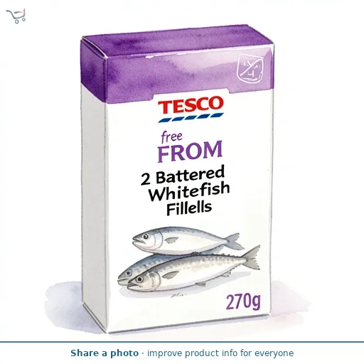 Tesco Free From 2 Battered Whitefish Fillets 270g