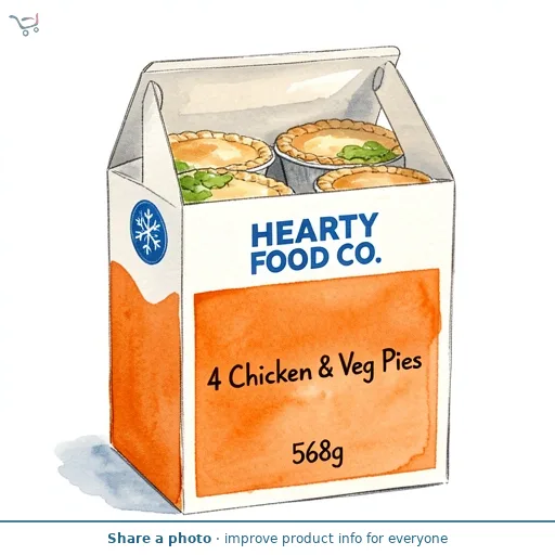 Hearty Food Co. 4 Chicken & Veg Pies 568g