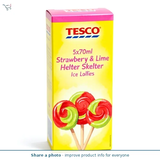 Tesco Strawberry & Lime Helter Skelter Ice Lollies 5x70ml