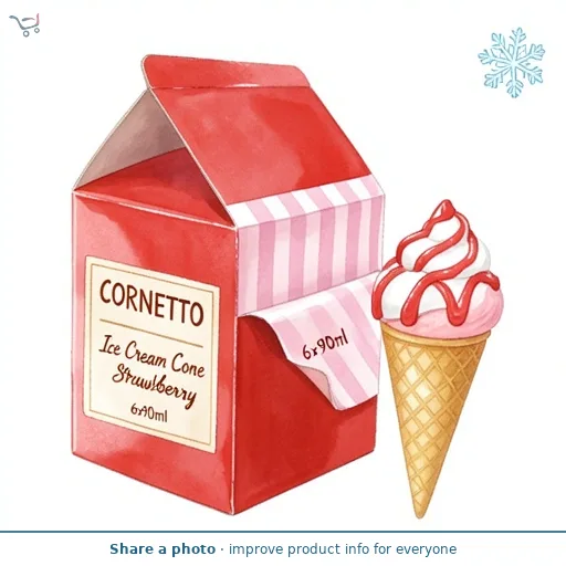 Cornetto Strawberry Ice Cream Cones 6 x 90ml