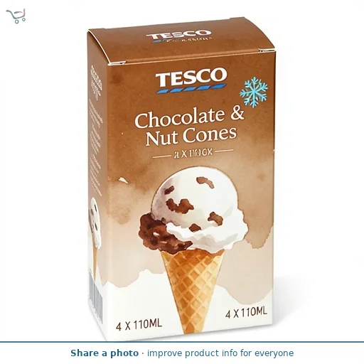Tesco Chocolate & Nut Cones 4 X 110Ml
