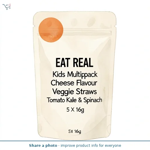 Eat Real Kids Multipack Cheese Flavour Veggie Straws Tomato Kale & Spinach 5 X 16g