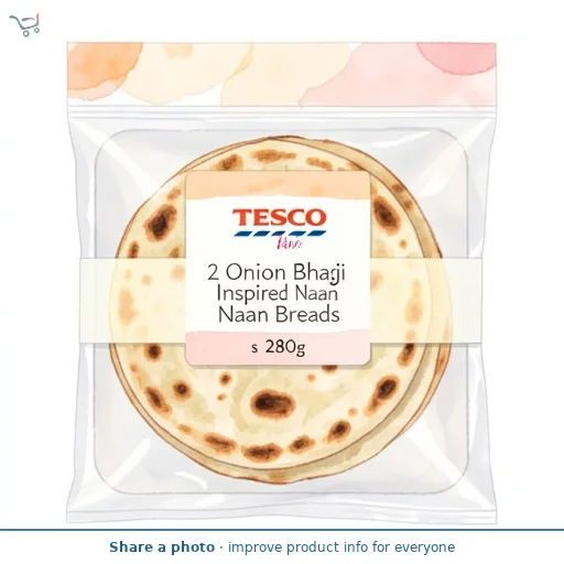  Tesco Finest 2 Onion Bhaji Inspired Naan Breads 280g