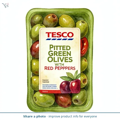 Tesco Pitted Green Olives With Red Peppers