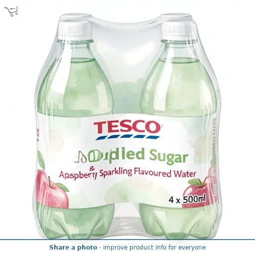 Tesco No Added Sugar Apple & Raspberry Sparkling Flavoured Water 4 x 500ml