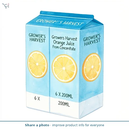 Growers Harvest Orange Juice From Concentrate 6 X 200Ml