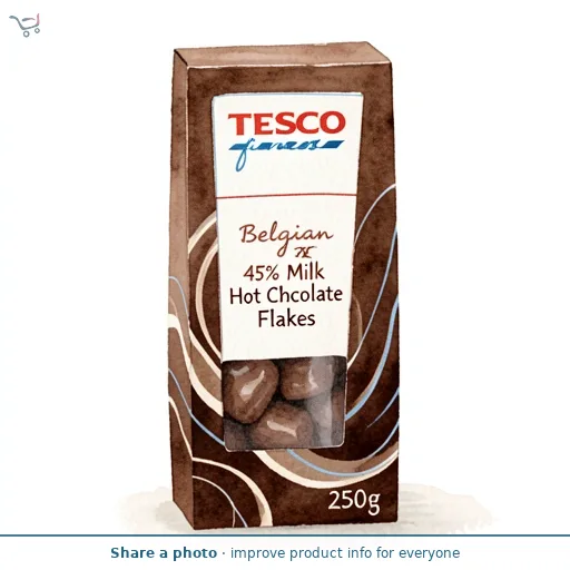 Tesco Finest Belgian 45% Milk Hot Chocolate Flakes 250g