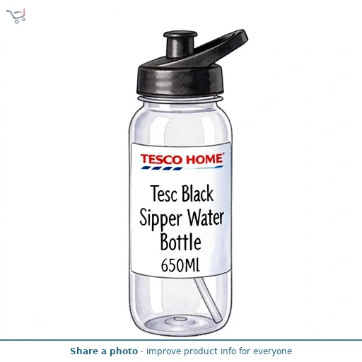 Tesco Black Sipper Water Bottle 650Ml