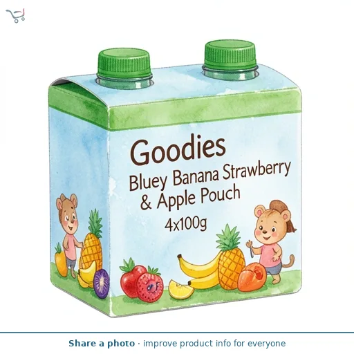 Goodies Bluey Banana Strawberry & Apple Pouch 4x100g