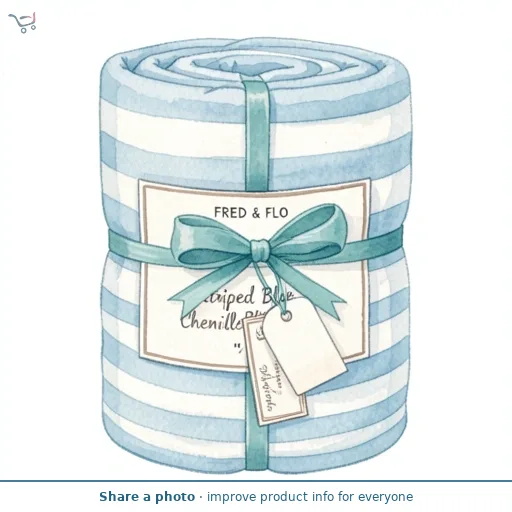 Fred & Flo Striped Blue Chenille Blanket