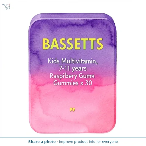 Bassetts Kids Multivitamin, 7-11 years Raspberry Gummies x 30