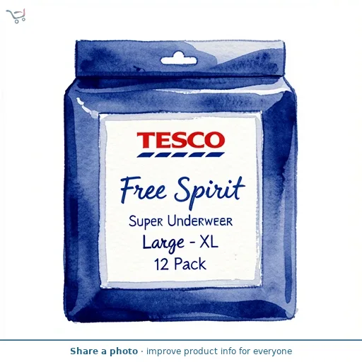Tesco Free Spirit Super Underwear Large - Xl 12 Pack