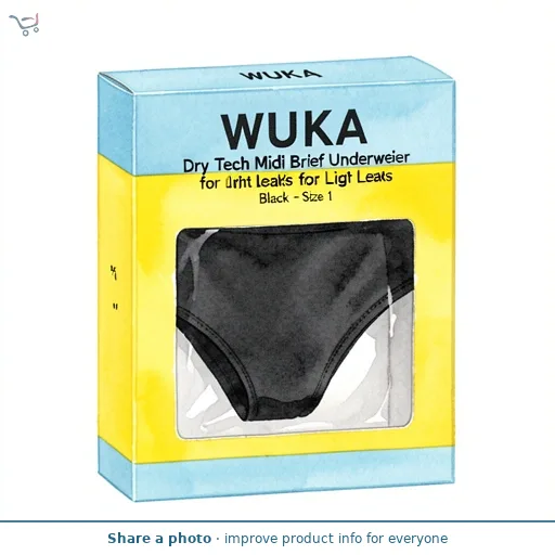WUKA Dry Tech Midi Brief Underwear for Light Leaks Black - Size 1