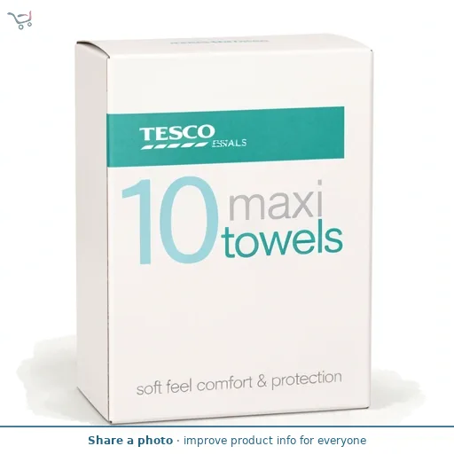 Tesco Essentials Maxi Towels 10 Pack