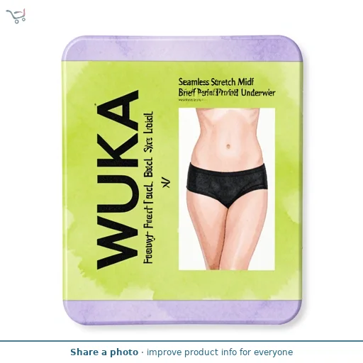 WUKA Seamless Stretch Midi Brief Period Proof Underwear Heavy Flow Black Size L - 3XL