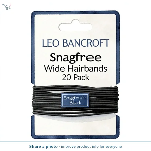 Leo Bancroft Snagfree Wide Hairbands Black 20 Pack