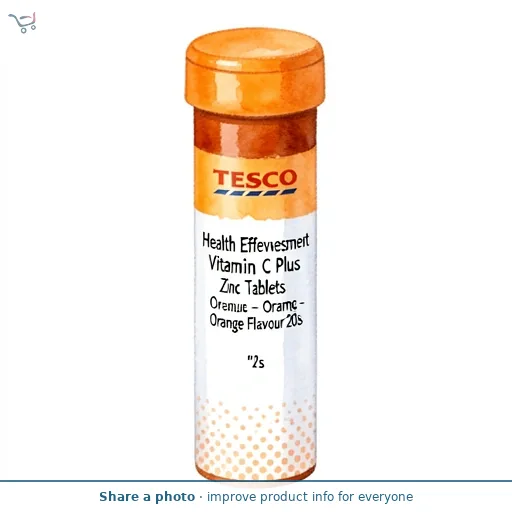 Tesco Health Effervescent Vitamin C Plus Zinc Tablets - Orange Flavour 20s