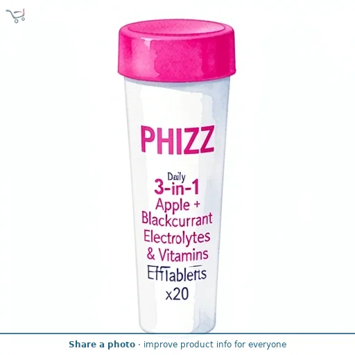 Phizz Daily 3-in-1 Hydration, Electrolytes & Vitamins Effervescent Tablets Apple + Blackcurrant x20 Tablets