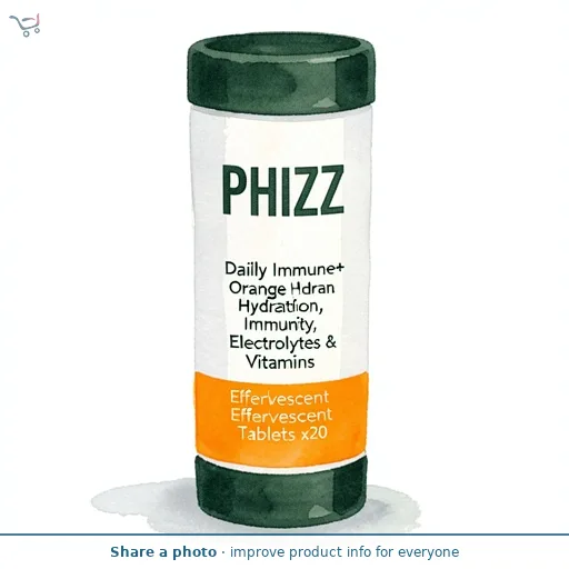 Phizz Daily Immune+ 20 x Orange, Hydration, Immunity, Electrolytes & Vitamins Effervescent Tablets