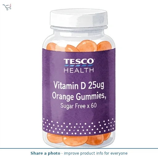 Tesco Health Vitamin D 25ug Orange Gummies, Sugar Free x 60 