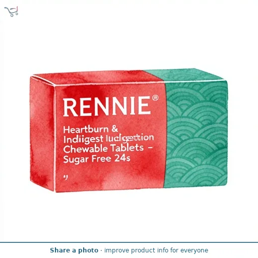 Rennie Heartburn & Indigestion Chewable Tablets - Sugar Free 24s
