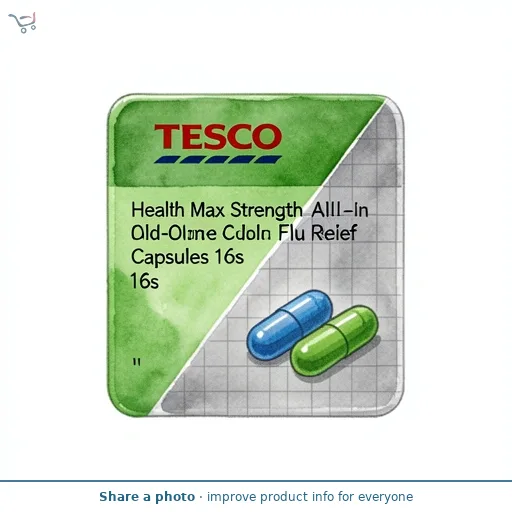 Tesco Health Max Strength All-In-One Cold & Flu Relief Capsules 16s