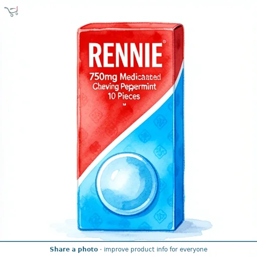 Rennie 750mg Medicated Chewing Gum Peppermint 10 Pieces