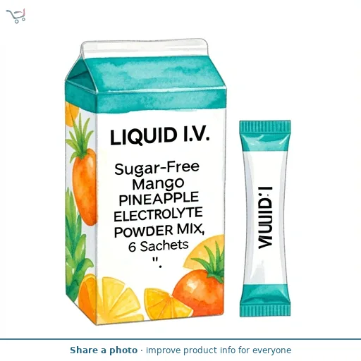 Liquid I.V. Sugar-Free Mango Pineapple Electrolyte Powder Mix, 6 Sachets