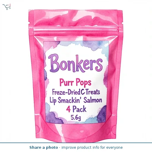 Bonkers Purrpops Lollipop Cat Treats Lip Smackin Salmon Flavour Pack x4