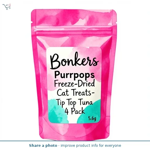 Bonkers Purrpops Lollipop Cat Treats TIp Top Tuna Flavour Pack x4