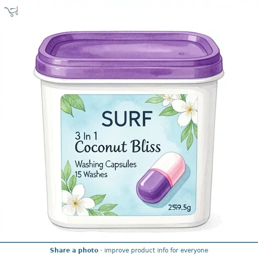 Surf 3 In 1 Coconut Bliss Washing Capsules 15 Washes 259.5g