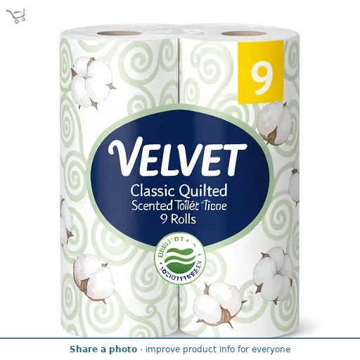 Velvet Classic Quilted Scented Toilet Tissue 9 Rolls 