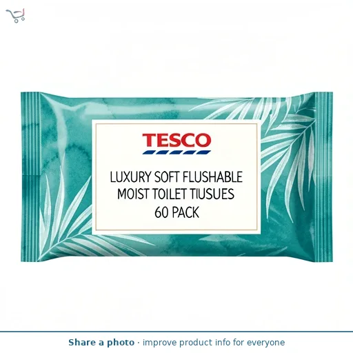 Tesco Luxury Soft Flushable Moist Toilet Tissues - Coconut Oil 60 Pack