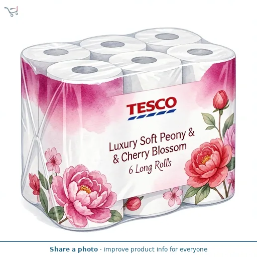 Tesco Luxury Soft Peony & Cherry Blossom 6 Long Rolls