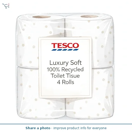 Tesco Luxury Soft 100% Recycled Toilet Tissue 4 Rolls