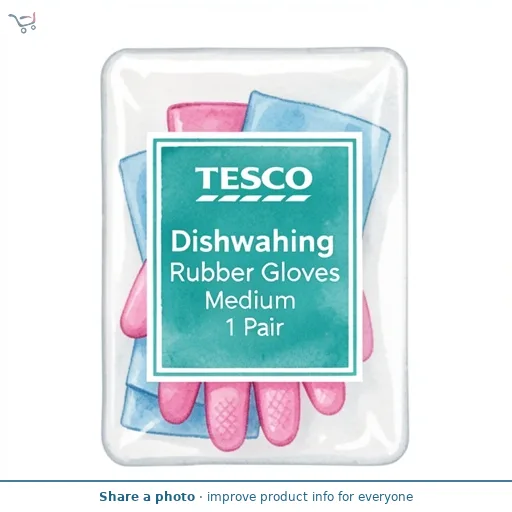Tesco Dishwashing Rubber Gloves Medium 1 Pair