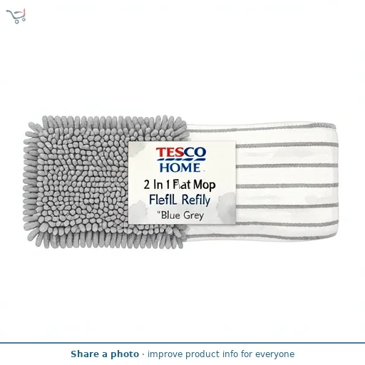 Tesco 2 In 1 Flat Mop Refill Blue Grey