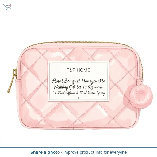 F&F Home Floral Bouquet Honeysuckle Washbag Gift Set - 1 x 60g votive 1 x 40ml diffuser & 30ml Room Spray